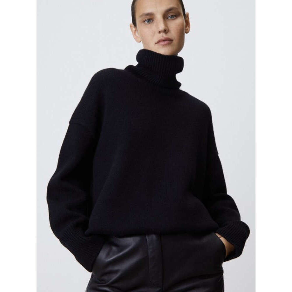 Russian Solid Color Women's Knitted Pullover Turtleneck Sweater Loose Fit 066 B5