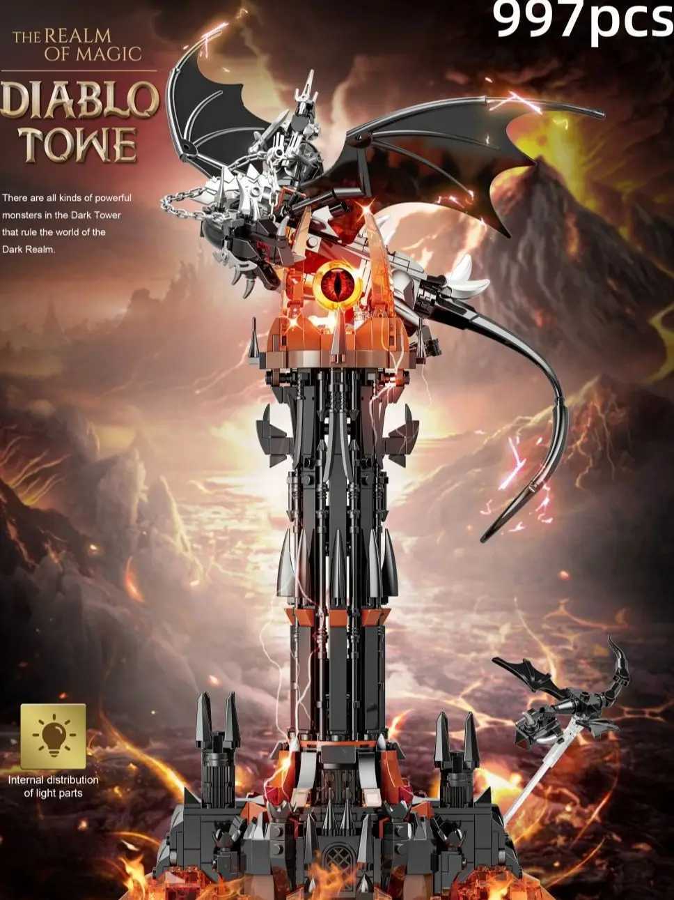 Moc-Lord Movie Rings Model The Fell Beast Magic Tower Building Blocks Fortress Castle Creative Assemble Bricks Toys Gift For Ki Z250718