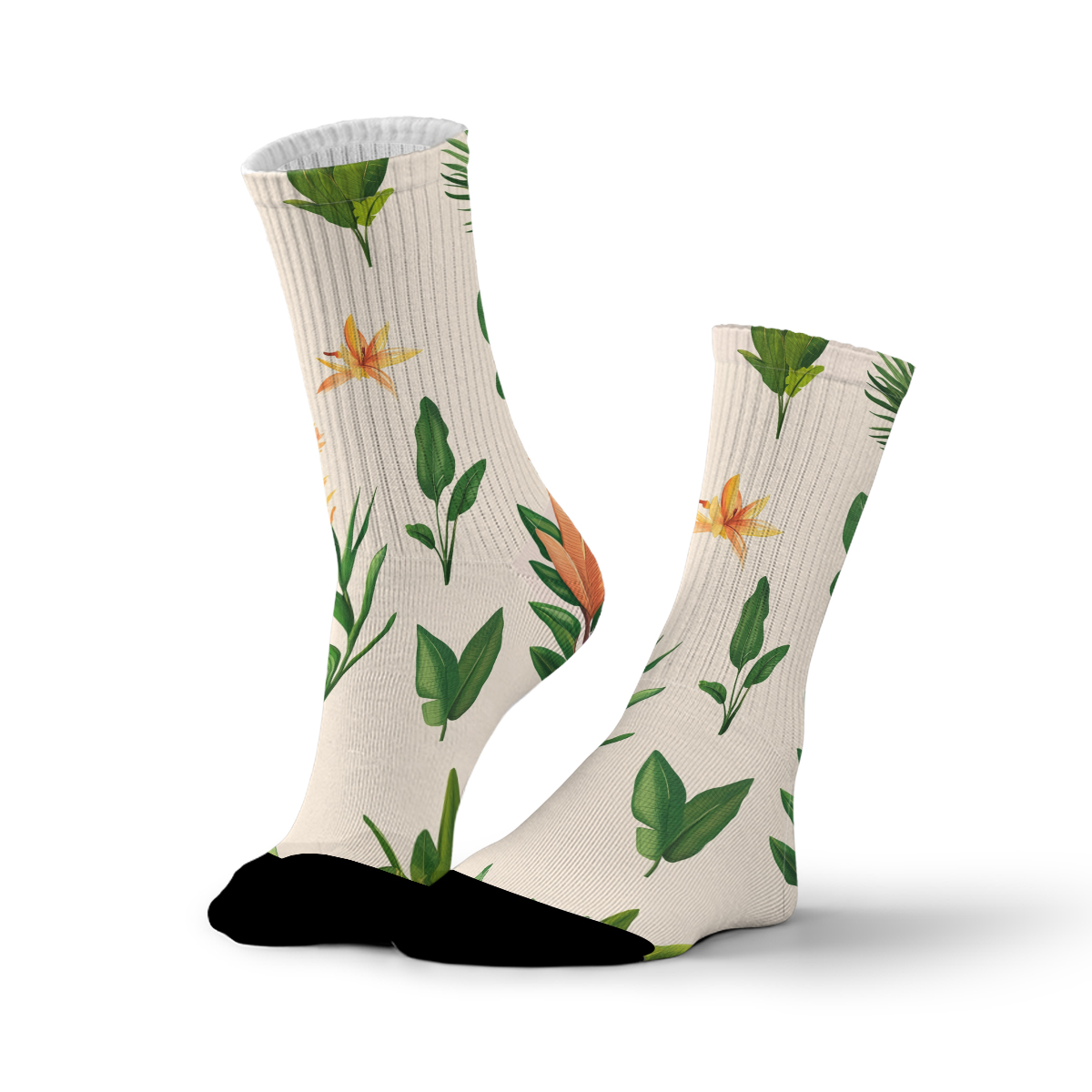 Tropical Flora Unisex Tube Socks: Trendy Nature - Inspired Vibes