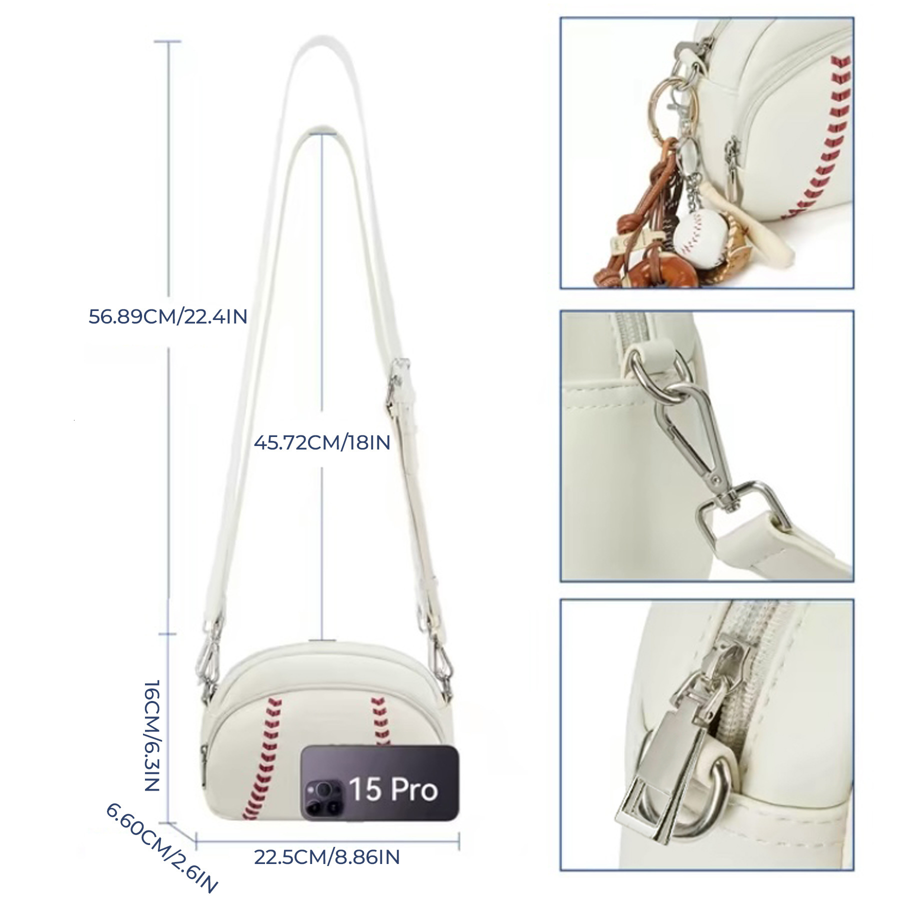 New Hot Selling Leather Retro Fashion Baseball Shaped Designer Bag Single Shoulder Crossbody Bag Outdoor Casual Crossbody Bag Sporty Handbag