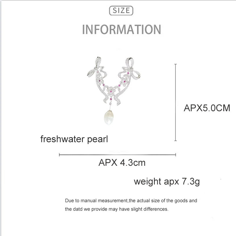 OKILY Lovely Style Freshwater Pearl Brooches Zircon Bowknot Flower Broche Decorativo De Ropa for Womans Clothing Corsage 250712