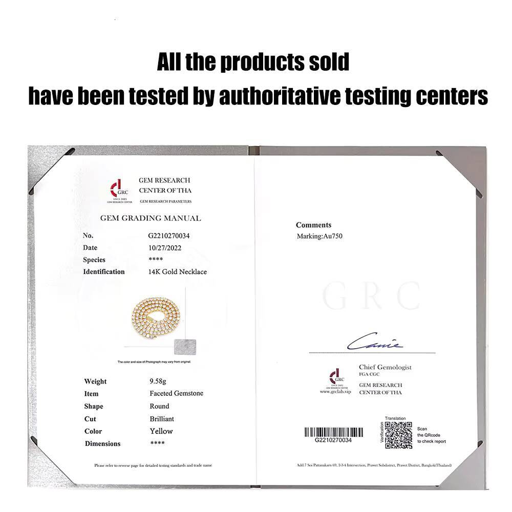 Custom Fine Jewelry 10K 14K Solid Gold VVS Moissanite Diamond Tennis Chain Necklace Bracelet Iced Out Chain Men Women Jewelry