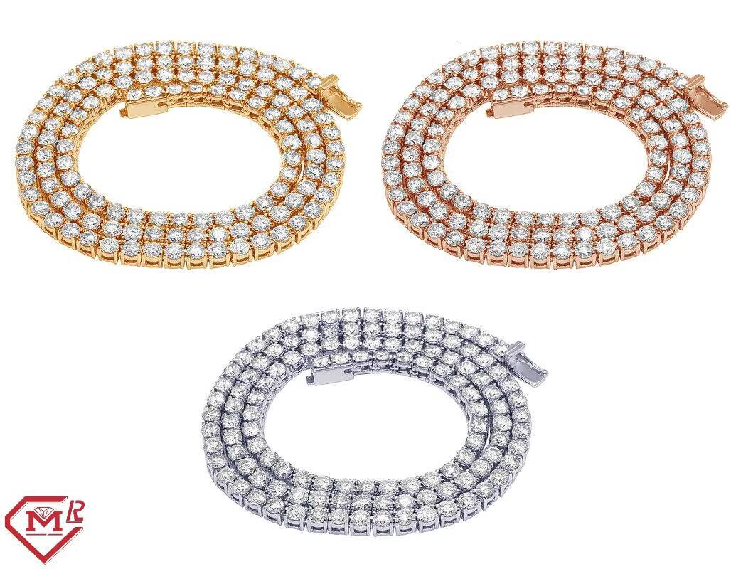Gra Certificate 6mm Tennis Necklace Hiphop Vvs Iced Out Chain 925 Silver Moissanite Tennis Chain