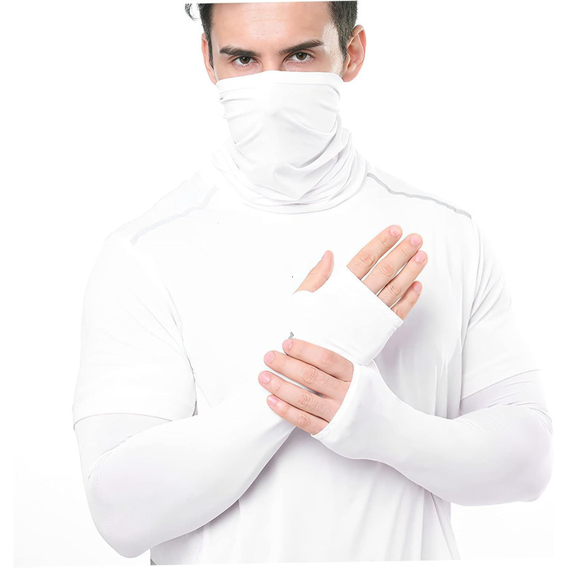 1Set Cooling Sleeves with Face Scarf Lightweight Sunscreen Arm Protectors Summer Activities Quick Drying Breathable for Running Hiking Fishing