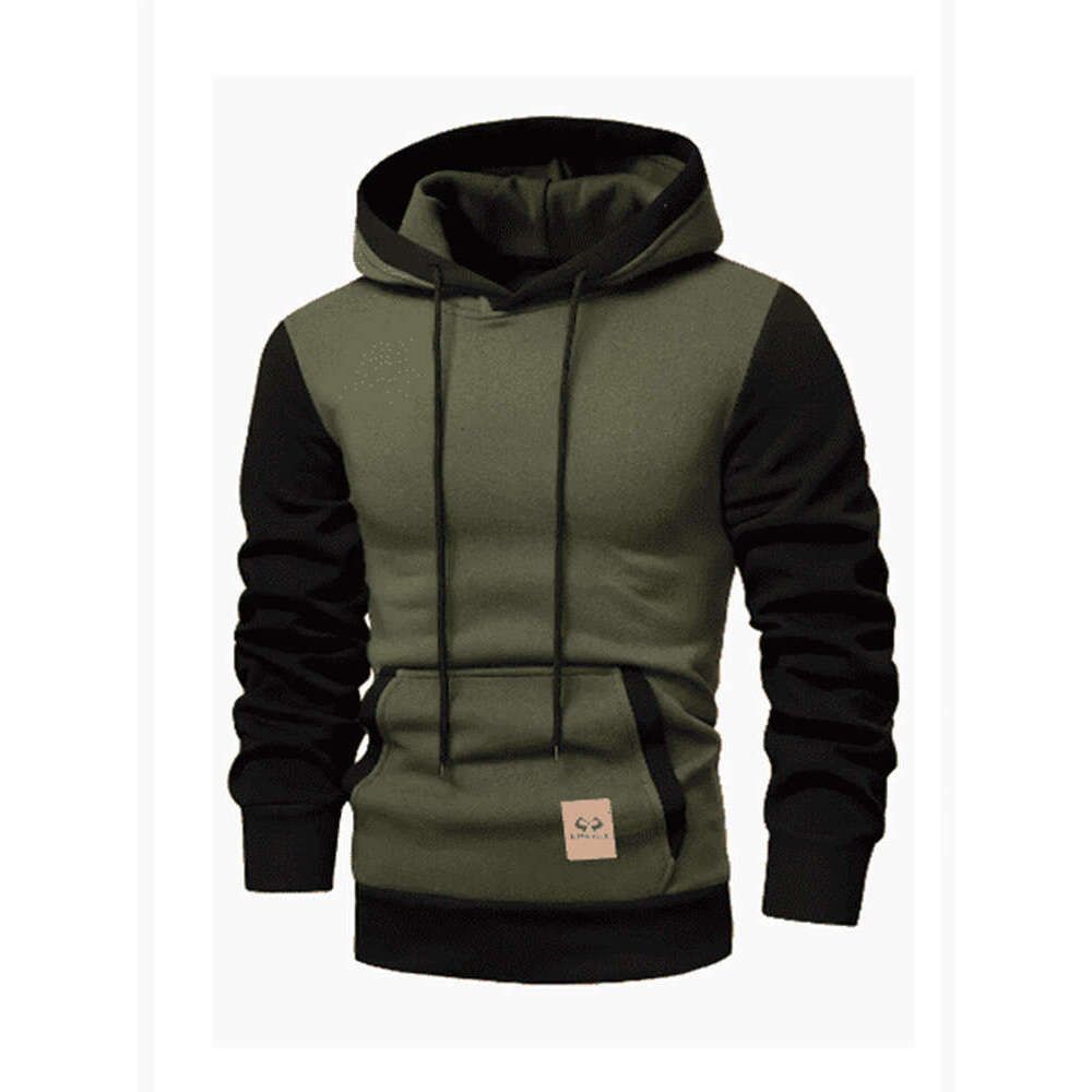 Spring And Autumn Men's Color Block Pullover Hoodie Patchwork Fashion Fleece Casual Sportswear B5