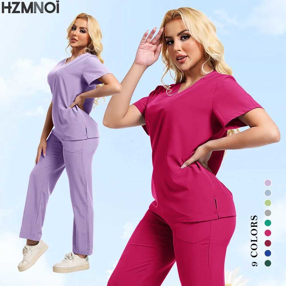 Beautician Uniforms Women Hot Sale Hospital Uniform Wholesale PoCKet Top Pants Medical Nursing Uniforms Scrub Set Z250718