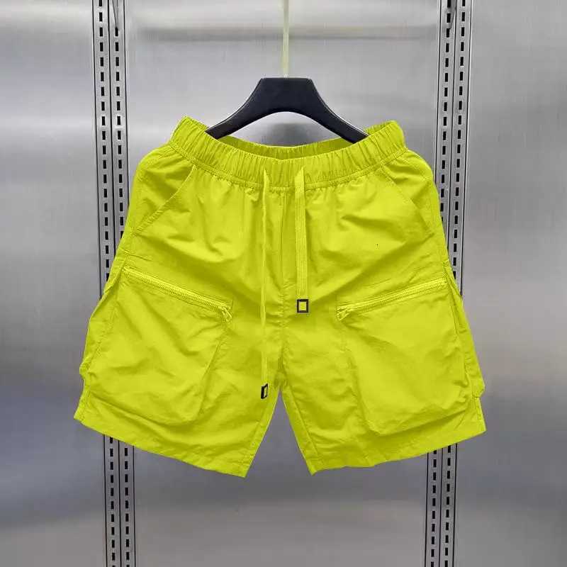 Summer New Mens Loose Street Casual Shorts Elastic Waist Solid Pockets Patchwork Trend Shorts Fashion High Street Men Clothing W250718