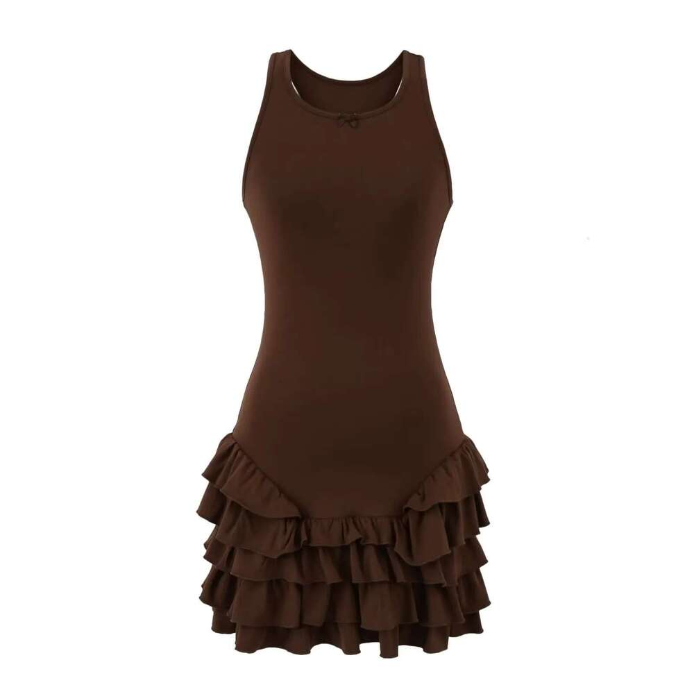 American Style Sexy Hot Girl Bow Sleeveless Underskirt Cake Short Sweet Internet Celebrity Patchwork Mini Tank Top Skirt B5