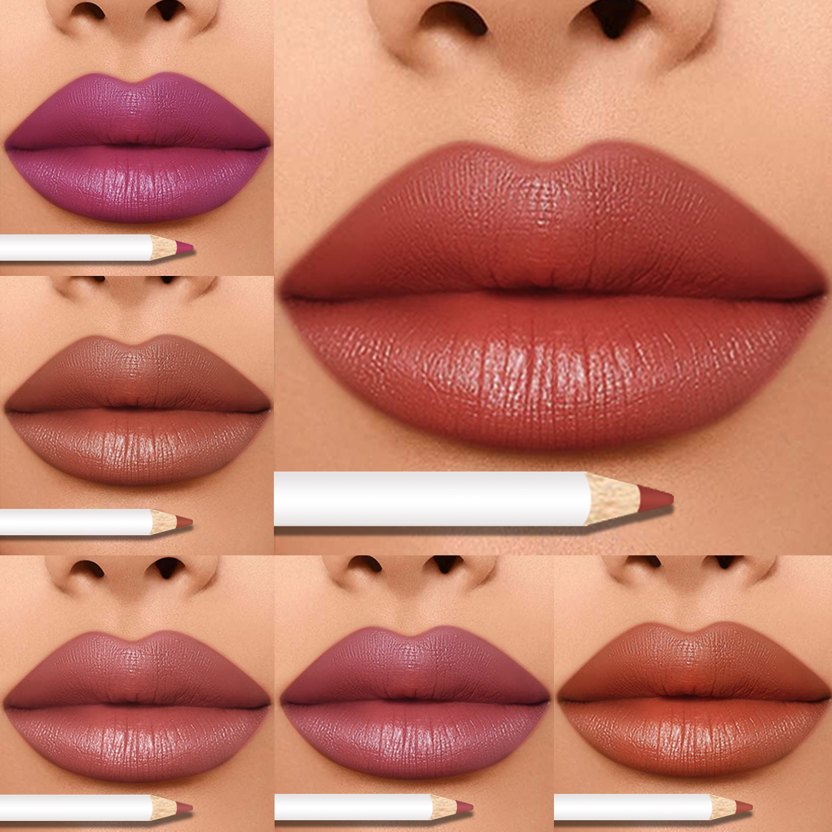 Choose Rasme 6PC Waterproof Matte Lip Liner Set Velvet Nude Shades Long Lasting Ombre Lip Pencils Makeup Beauty