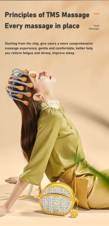 20Massage Heads Orange Scalp Head Massager Red Light Vibrator Octopus Scratcher For Relaxation Stress Migraine 250716
