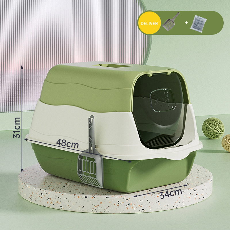 Cat litter box disinfection, odor prevention, fully enclosed cat toilet box splash prevention, preferred three-layer design