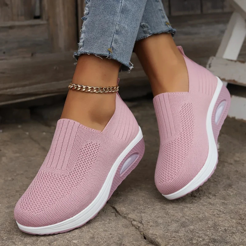 Women Walking Shoes Air Cushion Non Slip Orthopedic Ladies Platform Mules Breathable Wedge Sneakers 250717