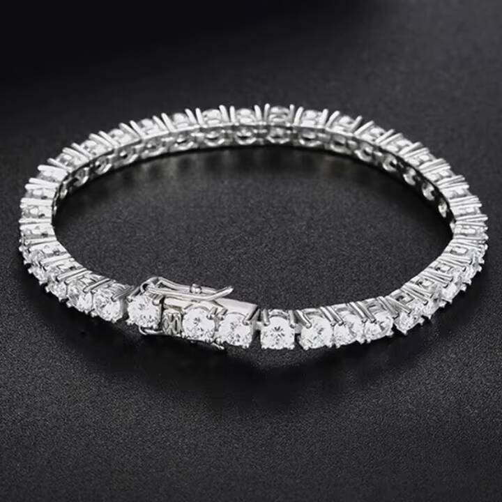 Fine Jewelry 5mm Tennis Link Bracelet 925 Sterling Silver Iced Out Moissanite Tennis Chain