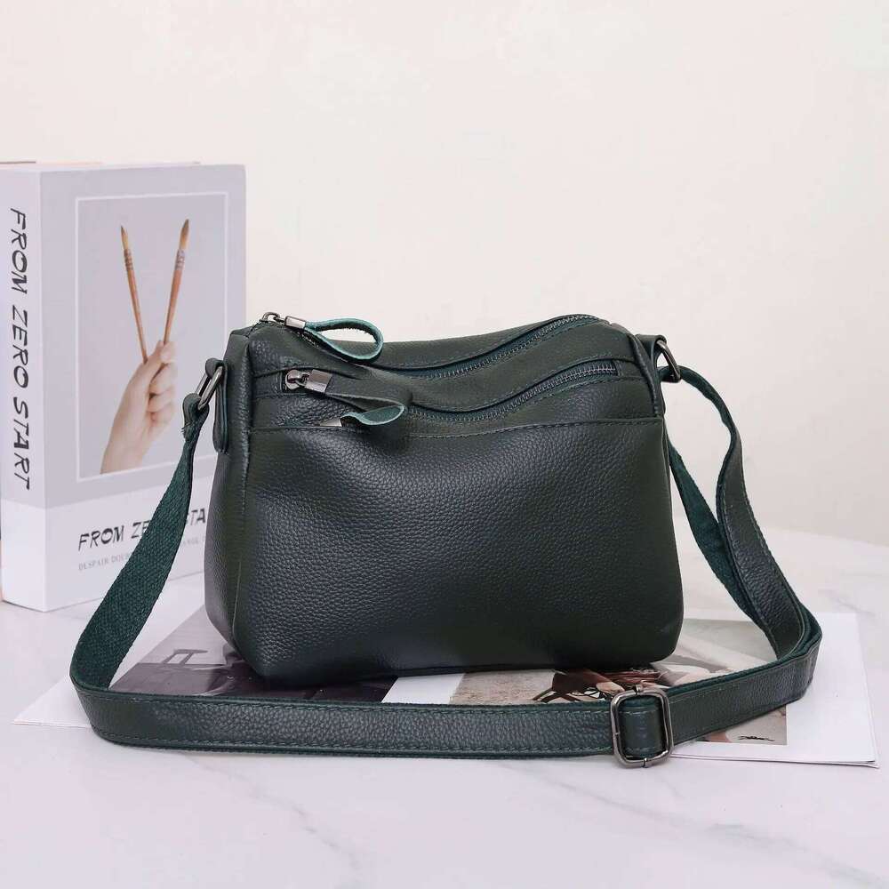 Women's Genuine Crossbody Bag, Multi-Pocket Organizer Tote, Diaper Bag For Moms, Full-Grain Leather Handmade Purse