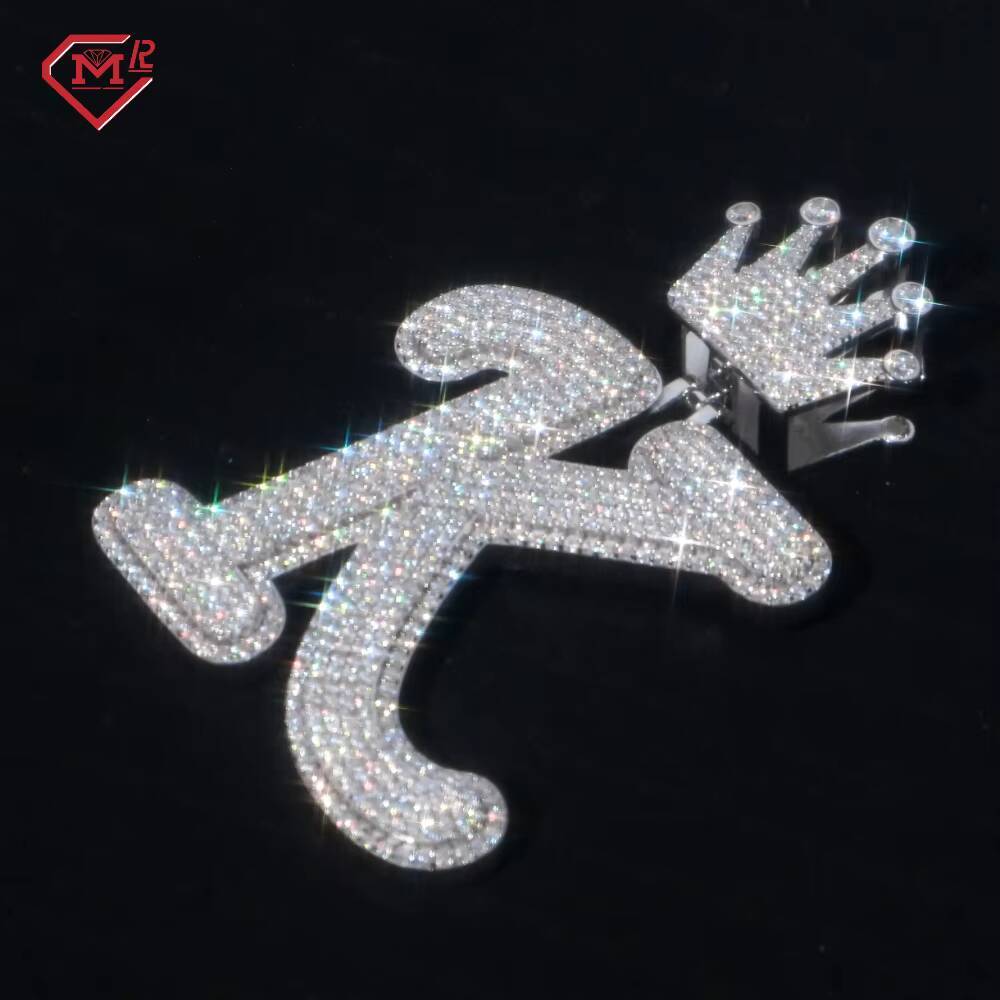 Hiphop Moissanite Pendant Chain Iced Out Letter Charms 925 Silver Custom Moissanite Pendant