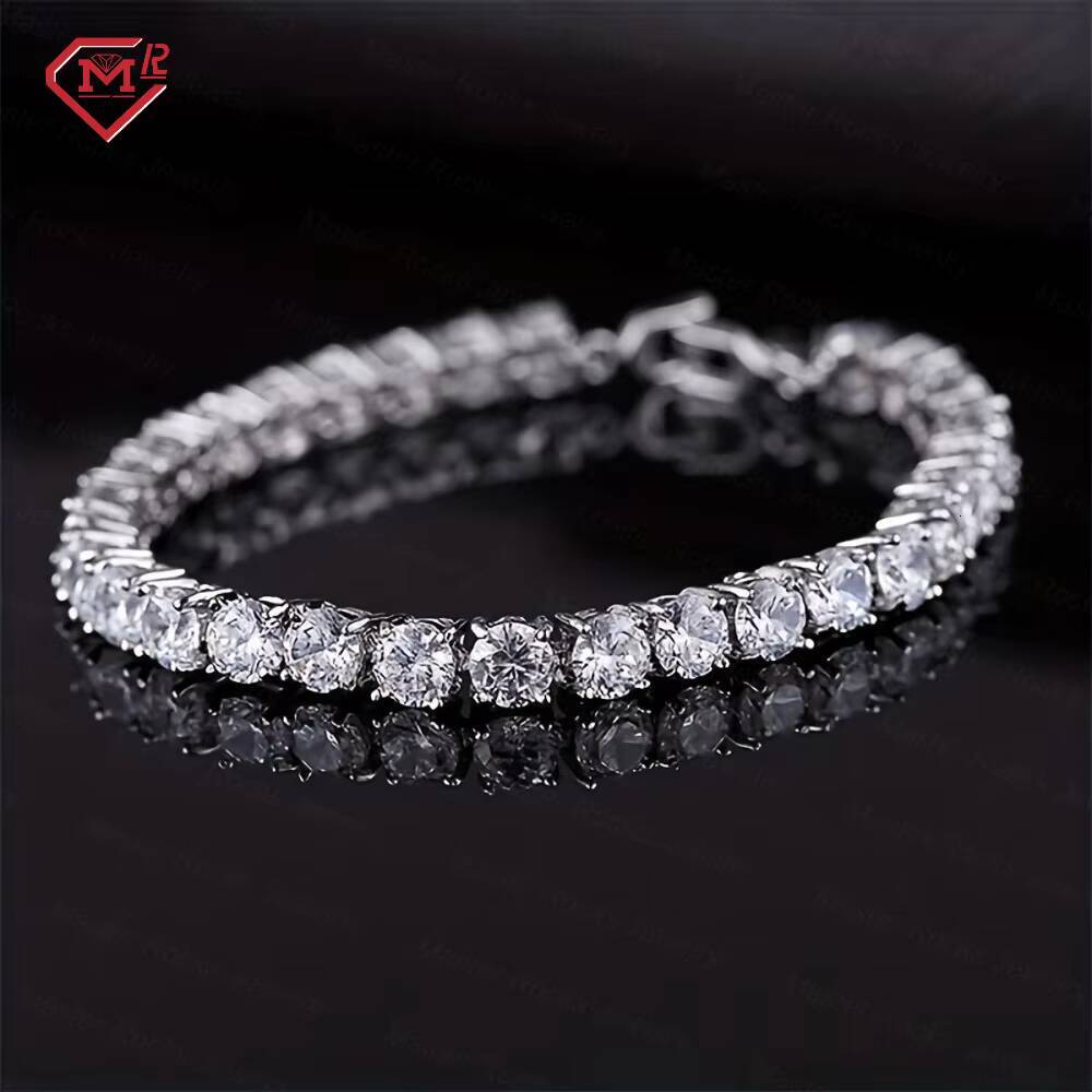3mm 4mm 5mm Tennis Bracelet 925 Silver Iced Out Men Women Moissanite Chain Tennis Bracelets
