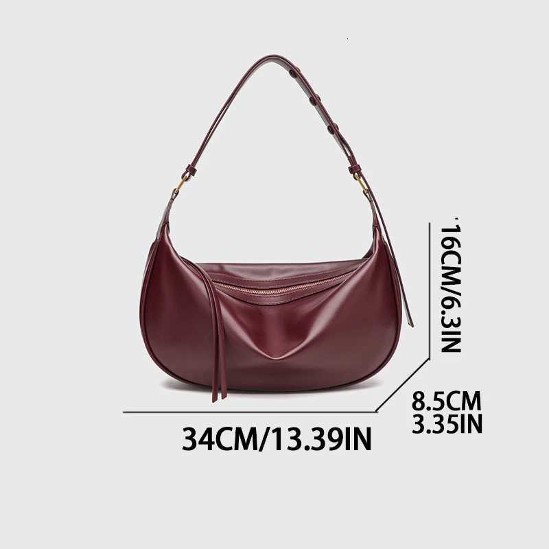 Red Large Capacity Dumpling Armpit Bag for Women Reliable Shoulder PU Leather Crossbody Trendy Purse Handbag Bag Y250718