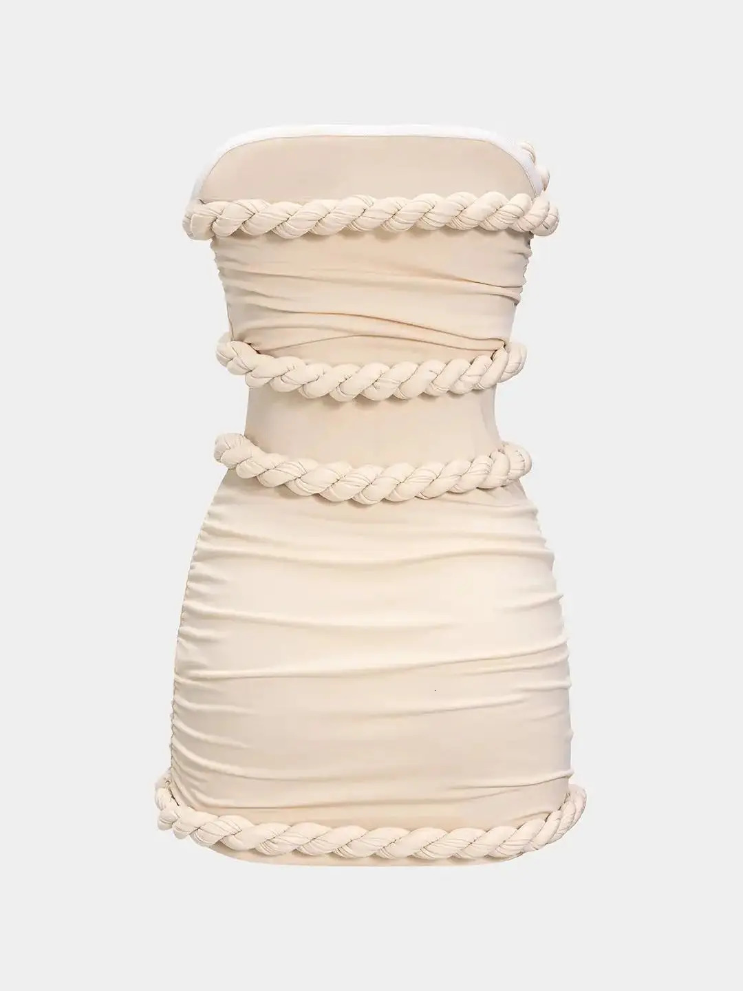 Twist Knot Strapless Sleeveless Mini Dress Strapless Dresses Short Women White Bandage Dress Summer Party Evening Female 250715