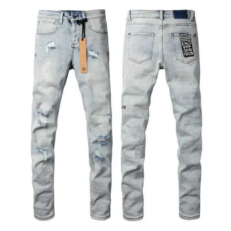 New Cross Jeans Men Fashion Trend Light Blue Stretch Skinny Denim Long Pants Daily Casual Ripped Straight Leg Pants Brand X250718