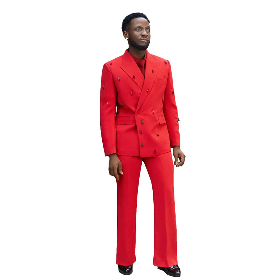 Fashion Nail Beads Blazer Men"s Suit 3 Pieces Jacket Waistcoat Pants Prom Formal Occasions Clothing Customized