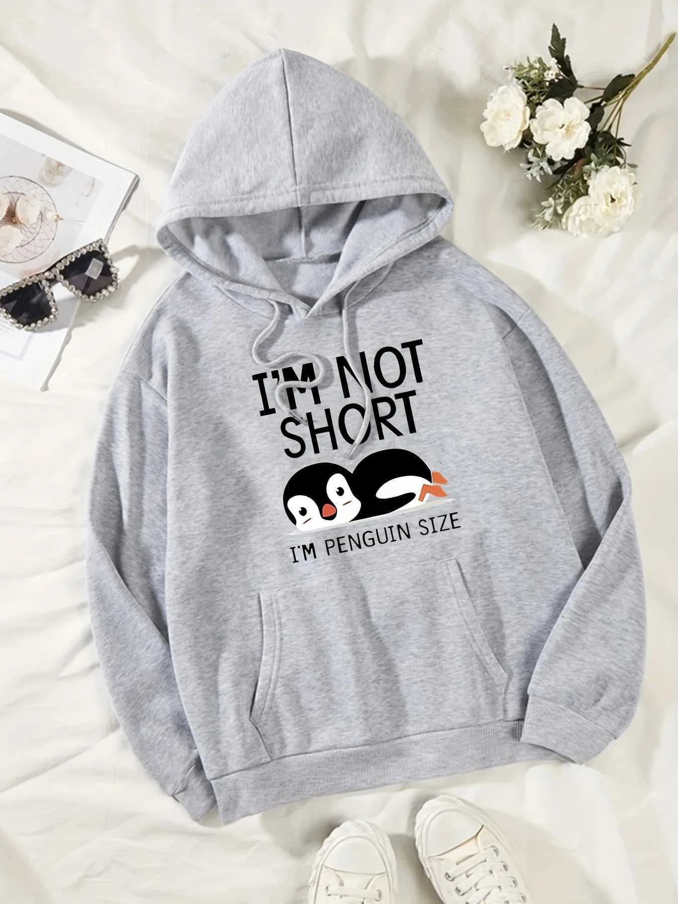 1m Not Short 1m Penguin Size Funny Printing Women Hooded Fashion Cute Hoodies Basic Casual Hoody Fce Warm O-Neck Clothes XJ250717
