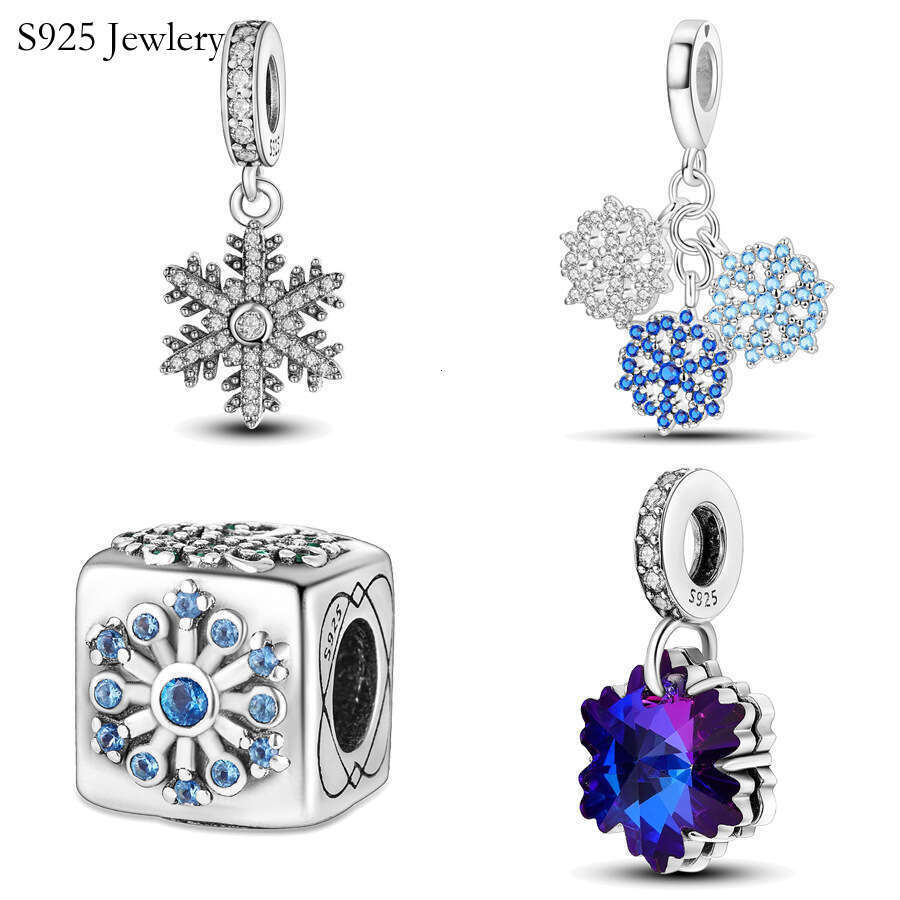 S925 New snowflake Pendant Beads 925 Sterling Silver Charm Fit Charms Silver 925 Original Bracelet Necklaces DIY Jewelry Making For women Gifts