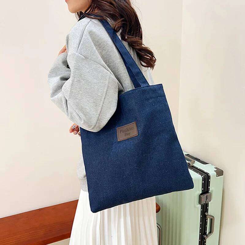 Large Capacity Denim Shoulder Bag Women, Casual Tote Bags For Travel/Commuting/Shopping, Ladies Canvas Handbags