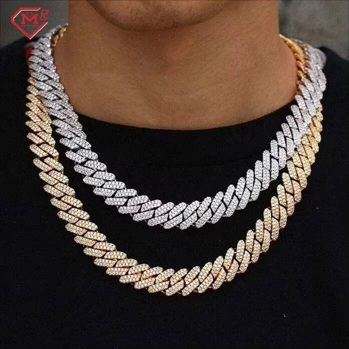 12mm Cuban Link Chain Moissanite Jewelry VVS Iced Out Hiphop 925 Silver Moissanite Cuban Chain