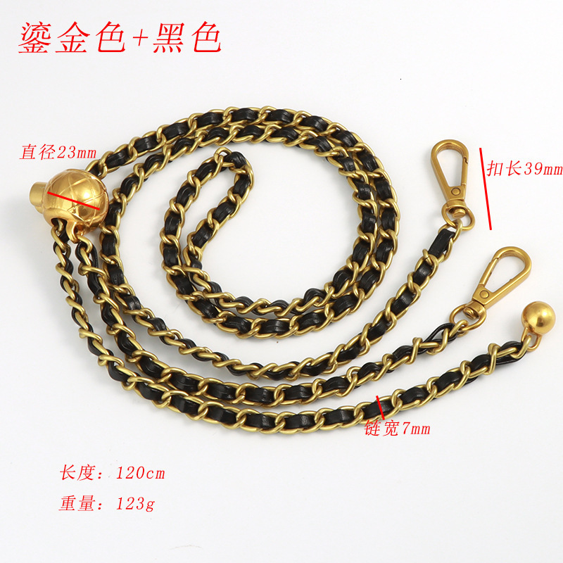 120cm Steel Bag Chain with PU Leather - Replacement 7mm Shoulder Crossbody Metal Bag Chain Strap with Length Adjustable Ball 240401