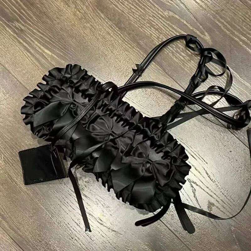 Gothic Women Handbags Fashion Lace Bow Girl Underarm Shoulder Bag Designer Subculture high-capacity