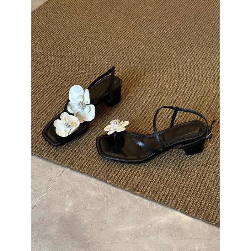 Women's Shoes Flower One Line Sandals Soft Leather Beach Sandals