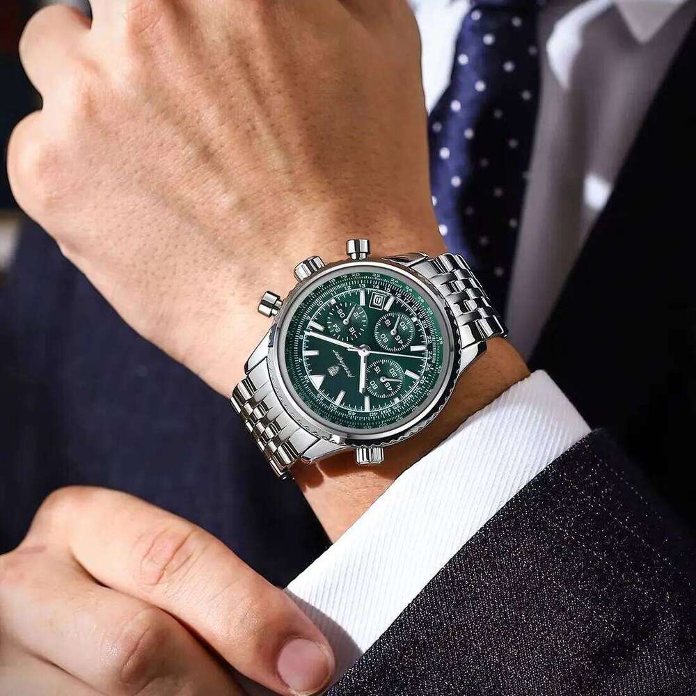 Watches For Men Date Chronograph Stainless Steel Man Waterproof Luminous Sport Military Men's Quartz Watch free shipping