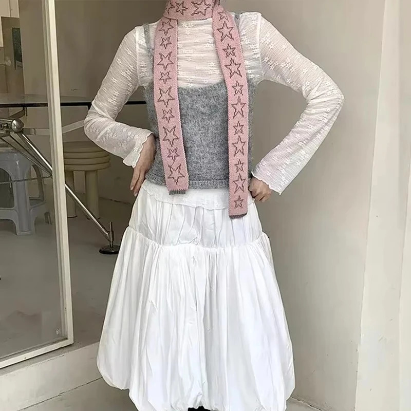 Star Cashmere Scarf Vintage Knitted Narrow Longer Scarf Women Two Colors Muffler Neck Warmer Y2k Girl Accessories Four Seasons 250717