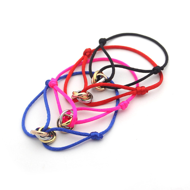 luxury bracelet woman Three ring designer charm bracelet jewelry for man Black red white multi string color couple love jewelry with box set