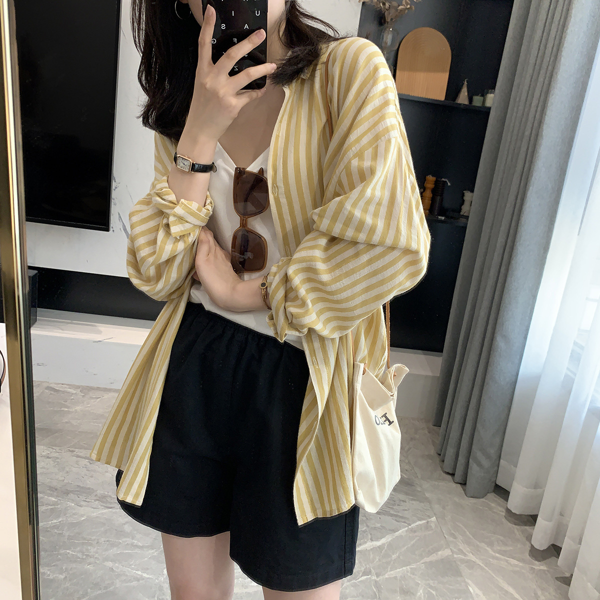 Spring is Not Late~ Lightweight Sun Protection Cotton Linen Breathable Loose Plus Size Jacket 2023 Summer Sunshade Striped Long Sleeve Shirt