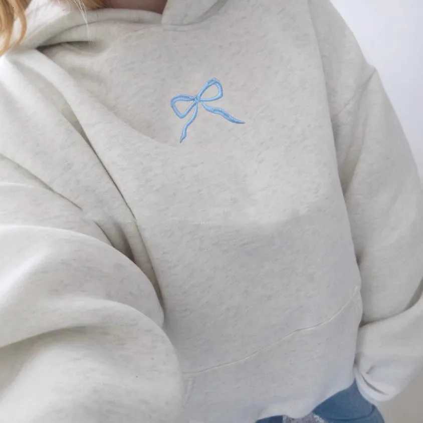 Women Loose Hoodie Coats Autumn Spring Hoody Long Sleeve Pullovers Casual Floral Bow Print Sweatshirts BLKFS-1788 XJ250717