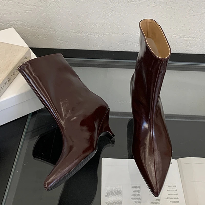 Eilyken 2026 Winter Fashion Ankle Short Boots Women Pointed Toe Elegant Thin Low Heel Dress Ladies Pumps Shoes 250805