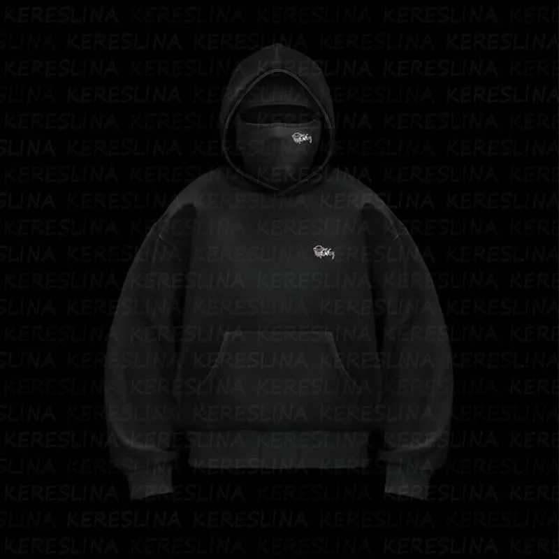 2K Vintage Double Hat Design Hoodie Harajuku Patchwork Gothic Streetwear Hip Hop Oversized Hoodie Sweatshirt Fashion Casual Tops X250718