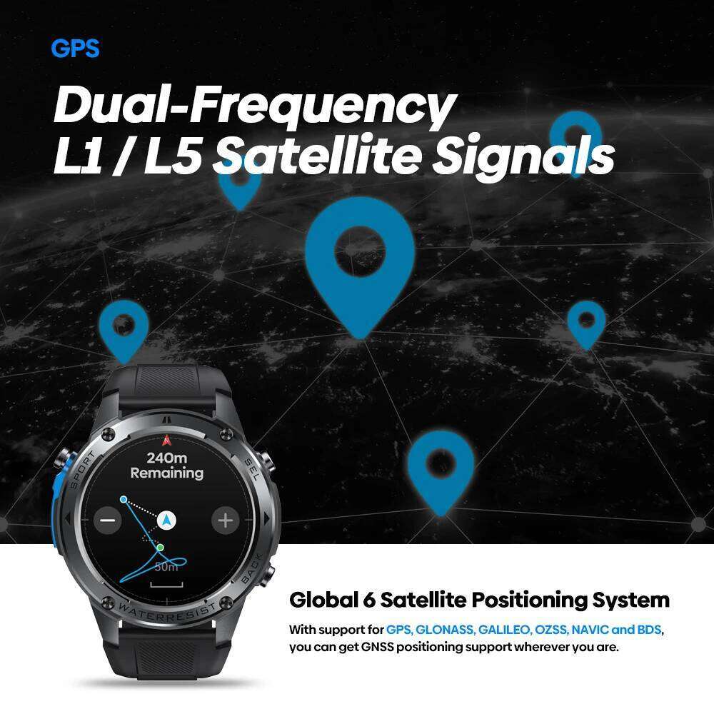 New Zeblaze Stratos 2 Ultra GPS Smart Watch Built-in Compass Barometric Altimeter Dual-band GNSS Voice Calling Smartwatch 10 ATM free shipping