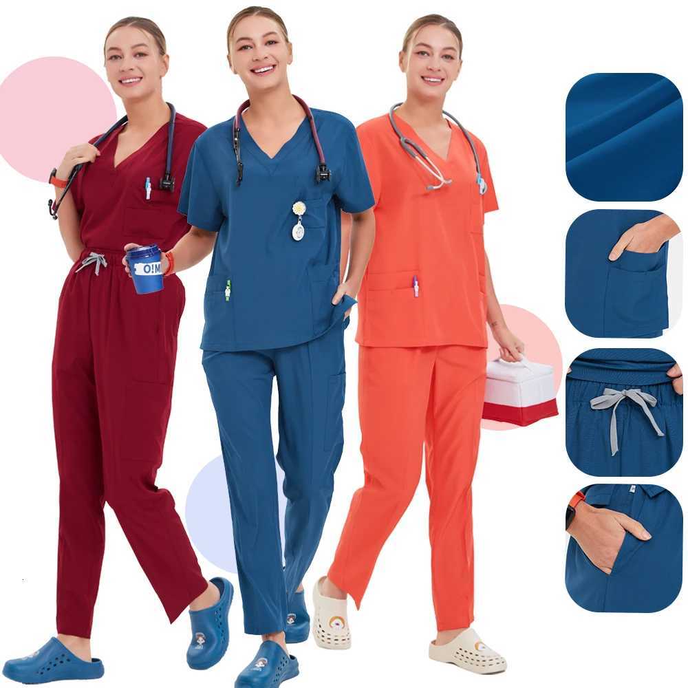 Women Scrubs Uniform Sets Medical Hospital Dental Clinic Surgical Clothes Doctor Nurse Accessories Beauty Salon Workwear S23-02 Z250718