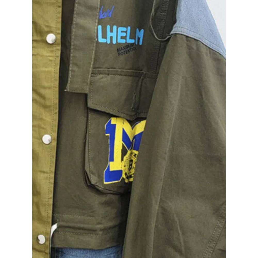 Patchwork Style Jacket Vintage Oversized Multi Fabric Design Casual Streetwear Fashion Coat With Pockets ZM753