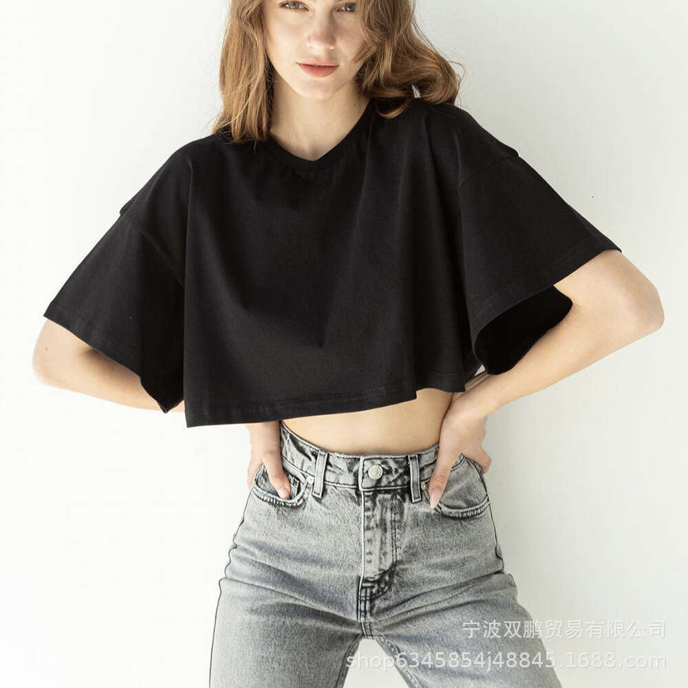 Spring Summer New Solid Color T-Shirt Women Y2k Pure Cotton Short Sleeve Top Hot Girl Style B5