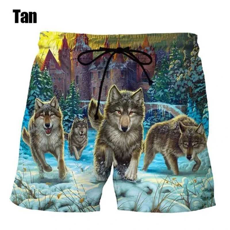 3D Digital Print Wolf Men Swim Shorts Casual Loose Mens Shorts Customized Design Comfortable Breathable Summer Wear Clothes W250718