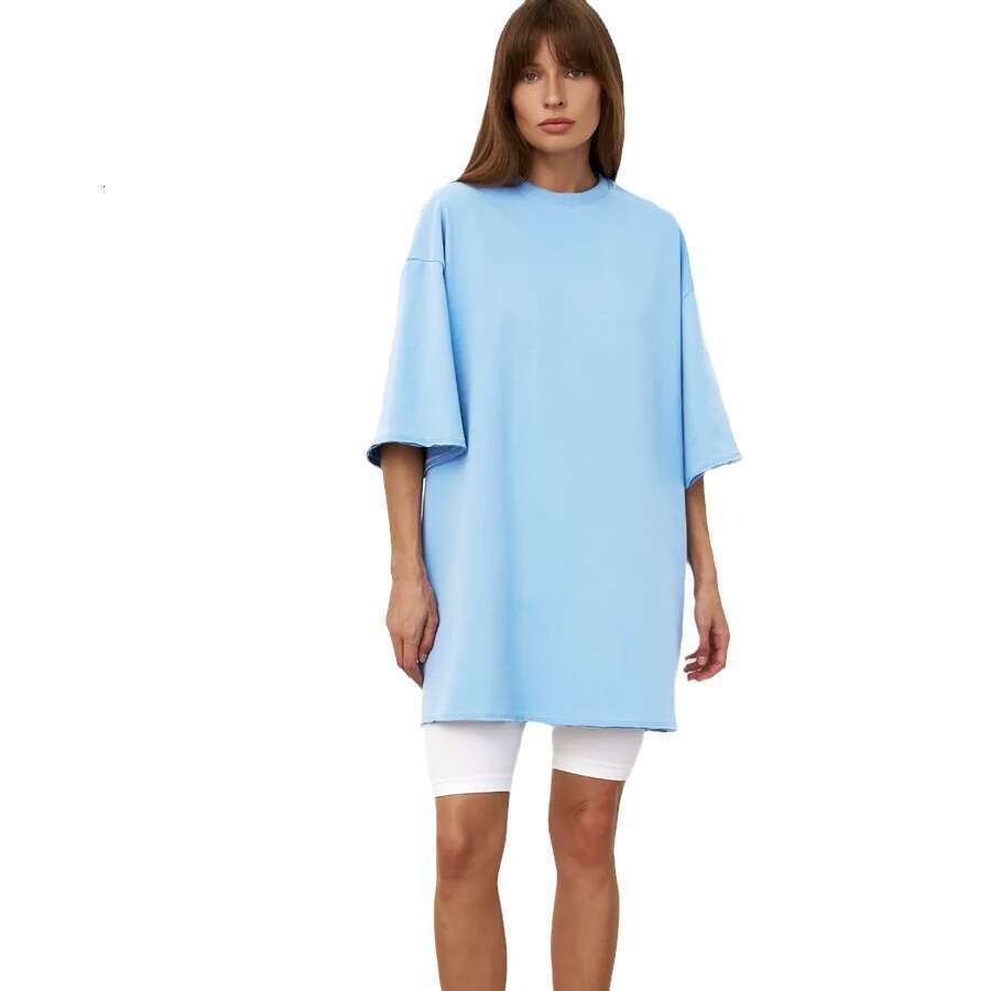 Spring/Summer New 260G Pure Cotton T-Shirt Solid Color Short Sleeve Women Loose Fit Oversized240003 B5