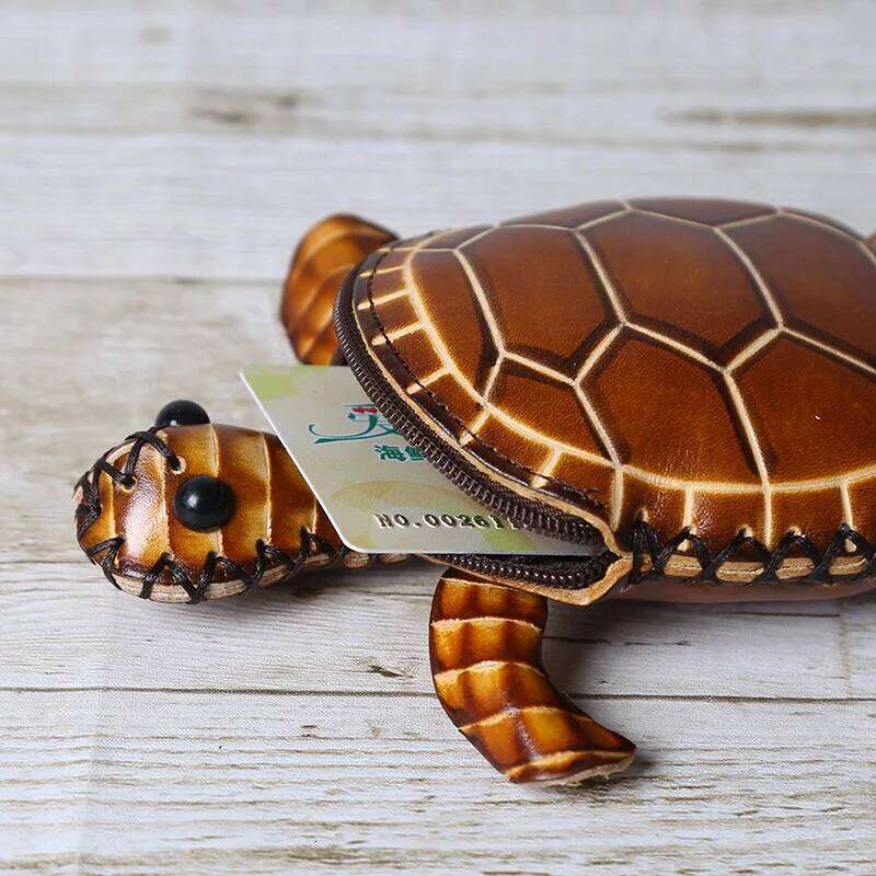 Hot Selling Genuine Leather Creative Turtle Coin Purse Cute Cartoon Student Children's Mini Cowhide Handmade Animal Short Wallet Designer Bags