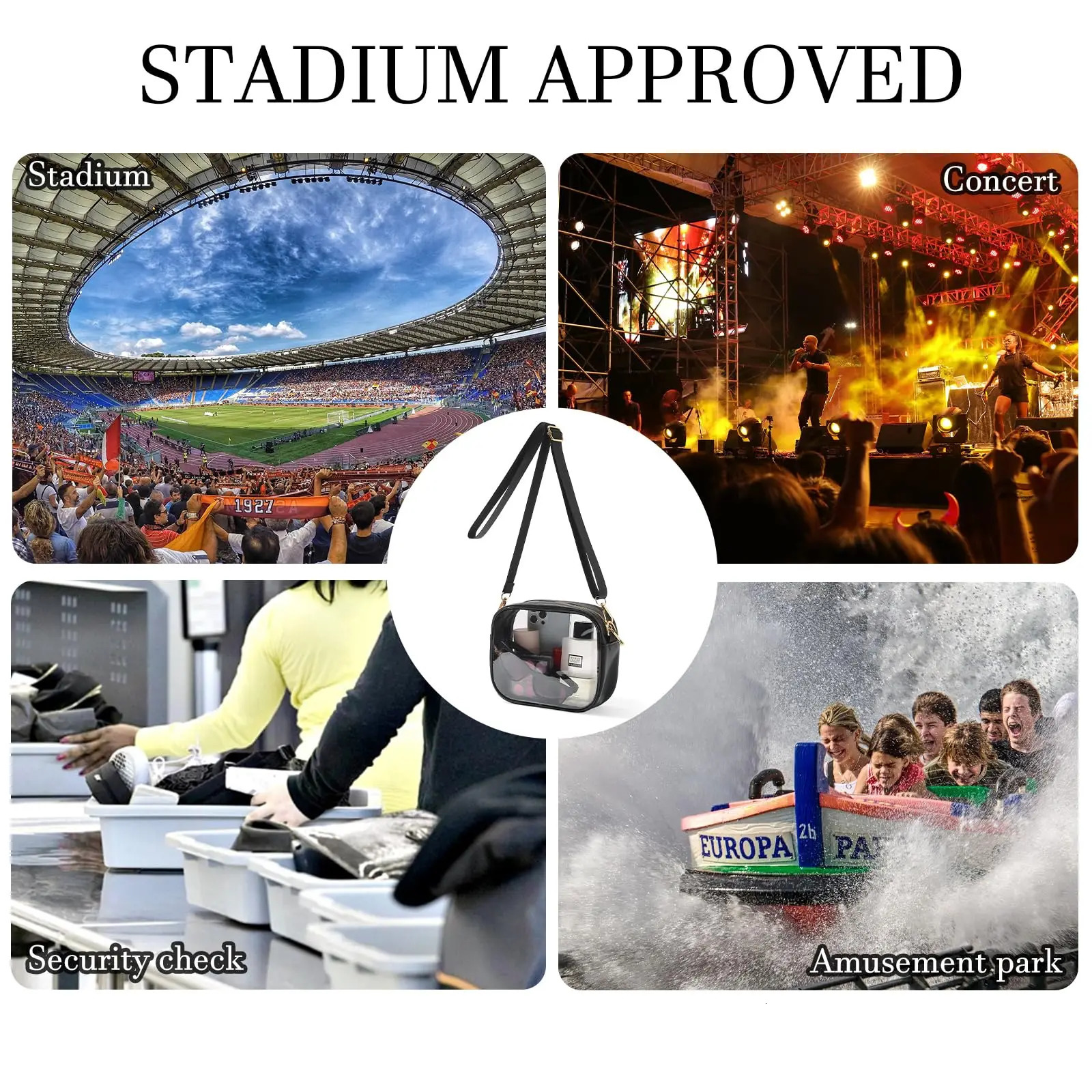 Clear Bag Stadium Approved Crossbody Transparent Bag for Concerts Sports Events Purses for Men Women 250714
