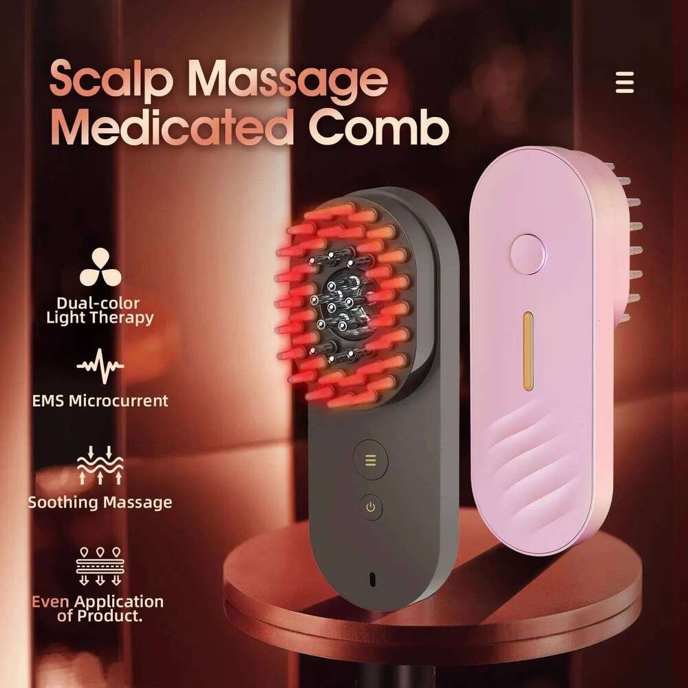Electric Salon Scalp Care Hair Growth LED Red Light Vibration Massage Comb Device