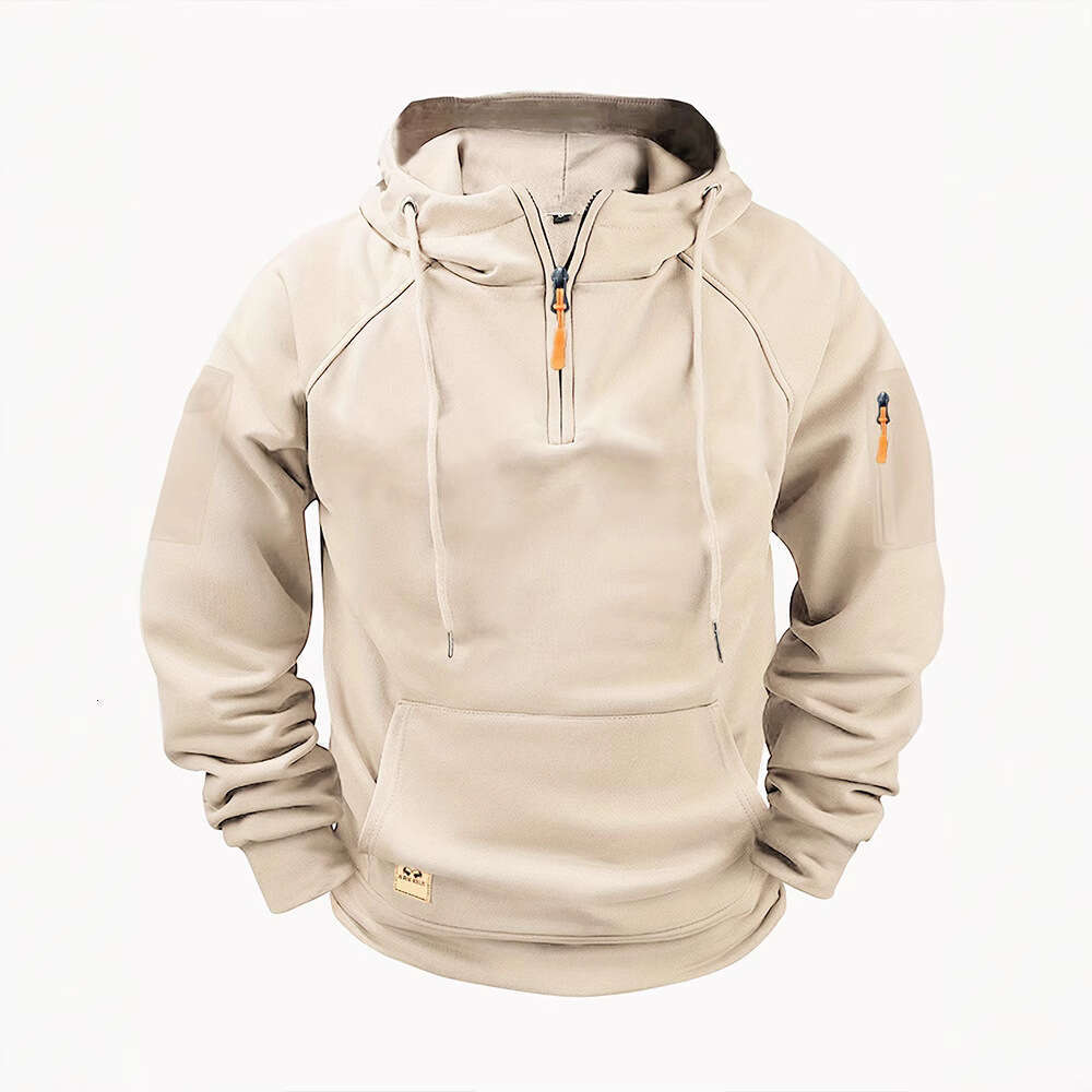 Spring Autumn Men's Hoodie With Arm Zippers Multiple Pockets Pullover Sports Casual Sweatshirt B5
