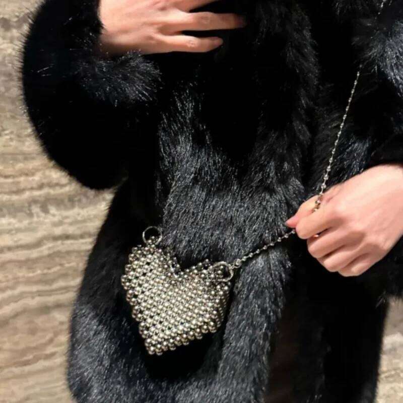 Designer Bags Women Heart Shape Handbag Pearl Bead Evening Lipstick For Wedding Party Boutique Elegant Clutch Purse Shoulder Bag Luxury Bag