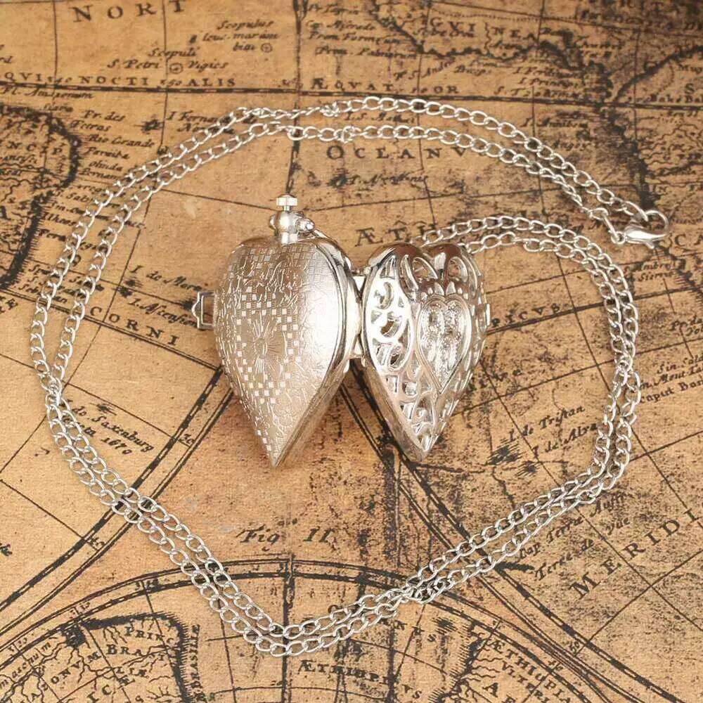 free shipping Stylish romantic heart-shaped dia quartz women's necklace pocket watch souvenir gift for girls free shipping